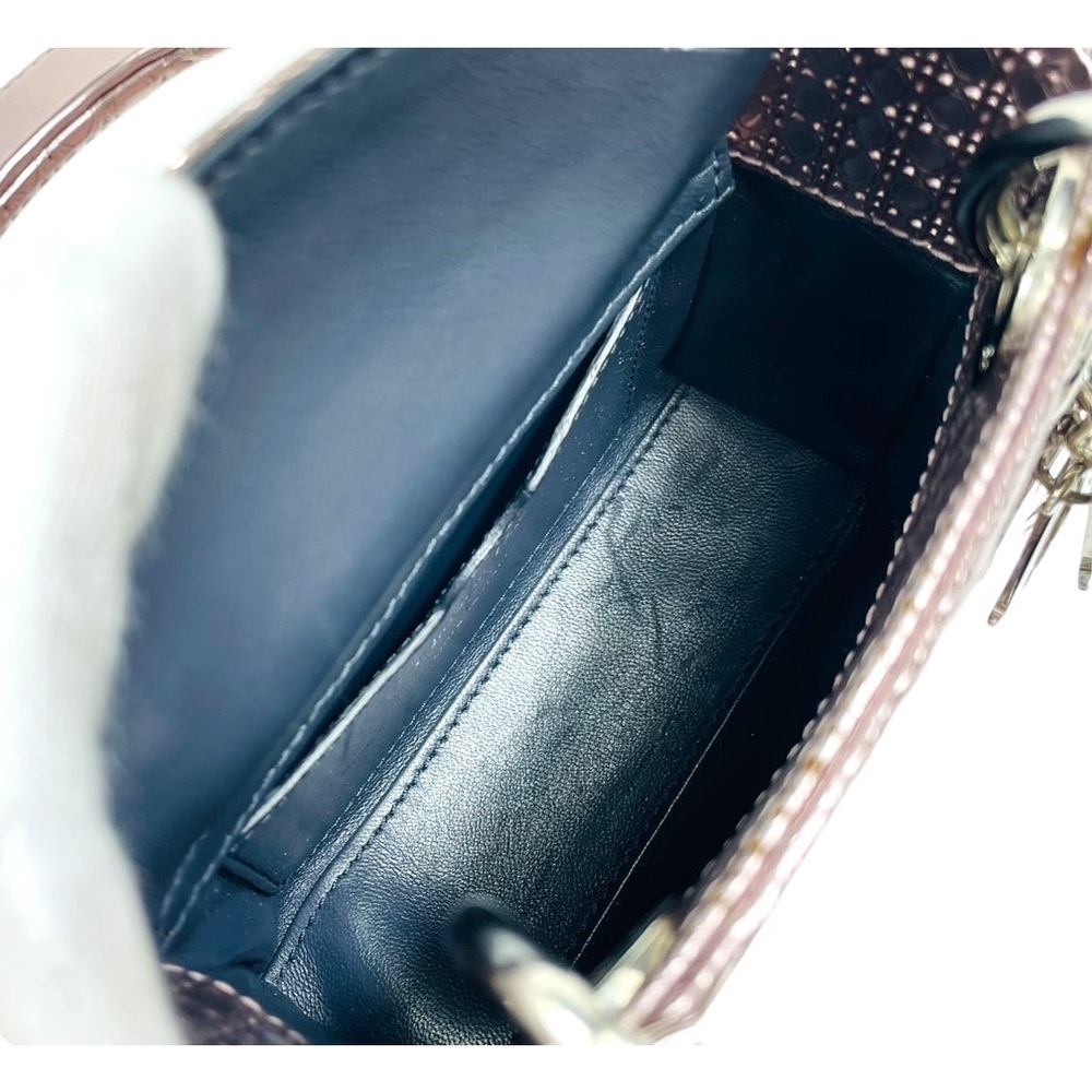 Christian Dior Lady Dior Micro Cannage Mini 2WAY Bag Leather Metallic Pink - Picture 8 of 10